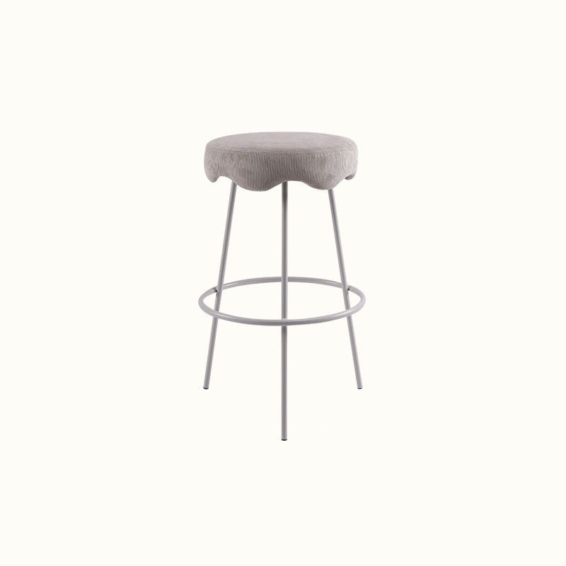 Contemporary Style Counter Stool Upholstered Bar-height Bar Stool with Metal Base