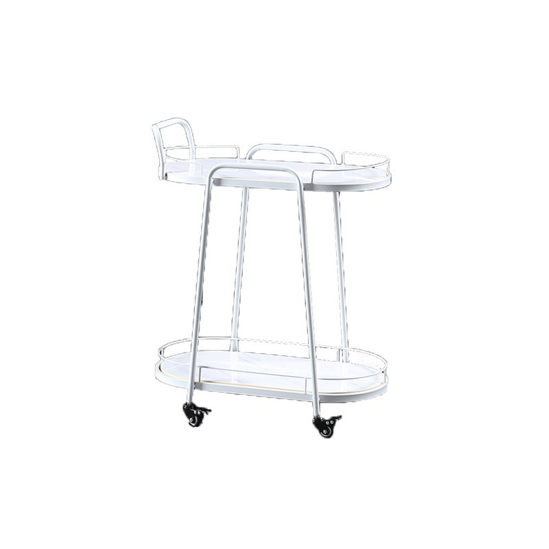 Contemporary Style Oval Prep Table Rolling Metal Prep Table for Kitchen