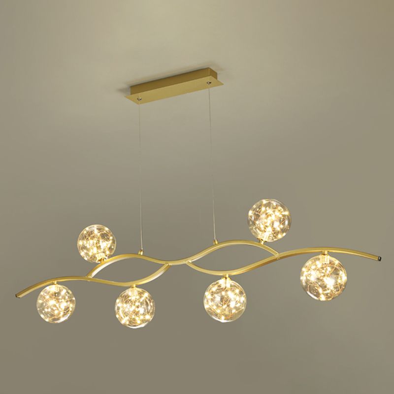 Pendants contemporains pour l'îlot de cuisine Éclairage pendentif linéaire en or