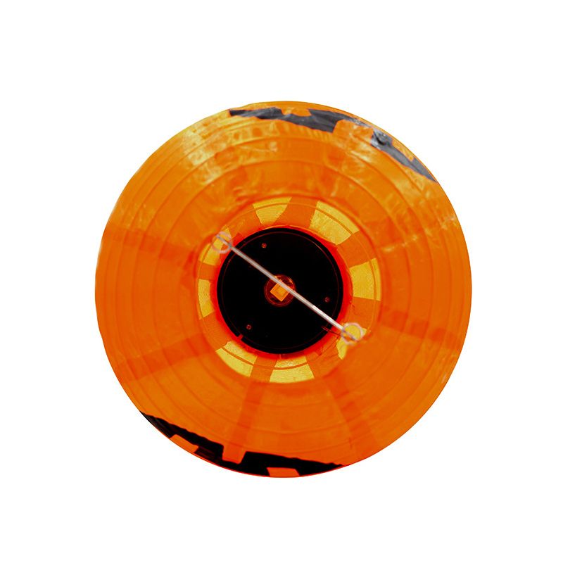 Lantern Courtyard Solar Pendant Light Fabric Contemporary LED Suspension Light Fixture in Orange