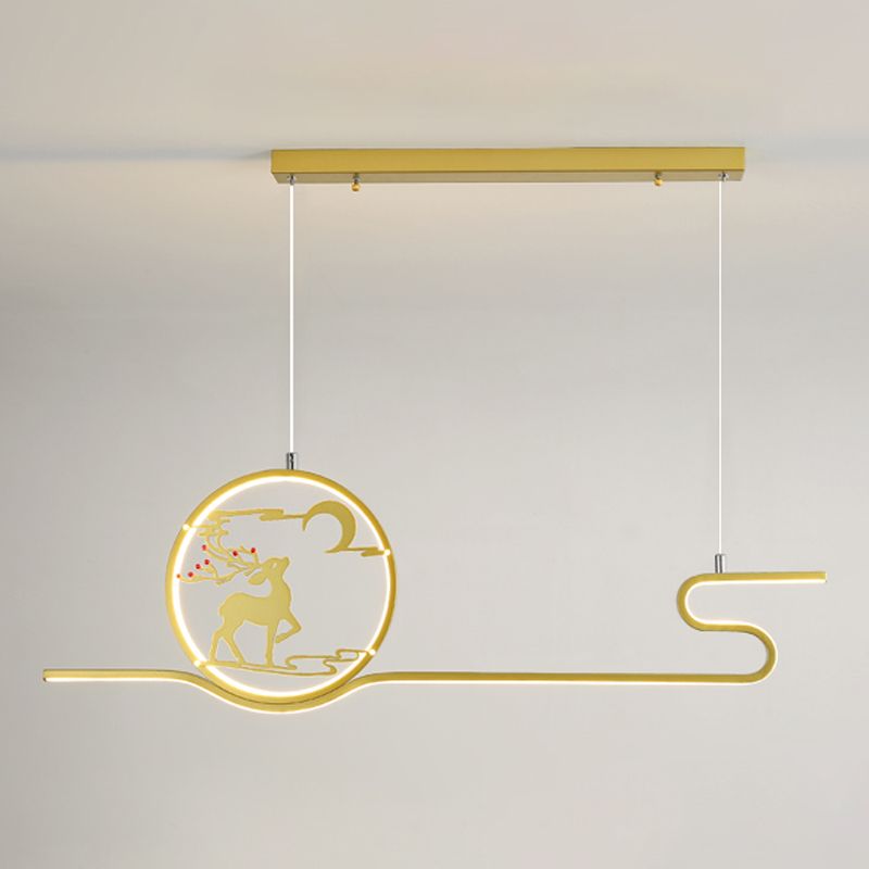 Metal Hanging Pendant Lights Nordic Modern Linear Hanging Lamps for Study Room