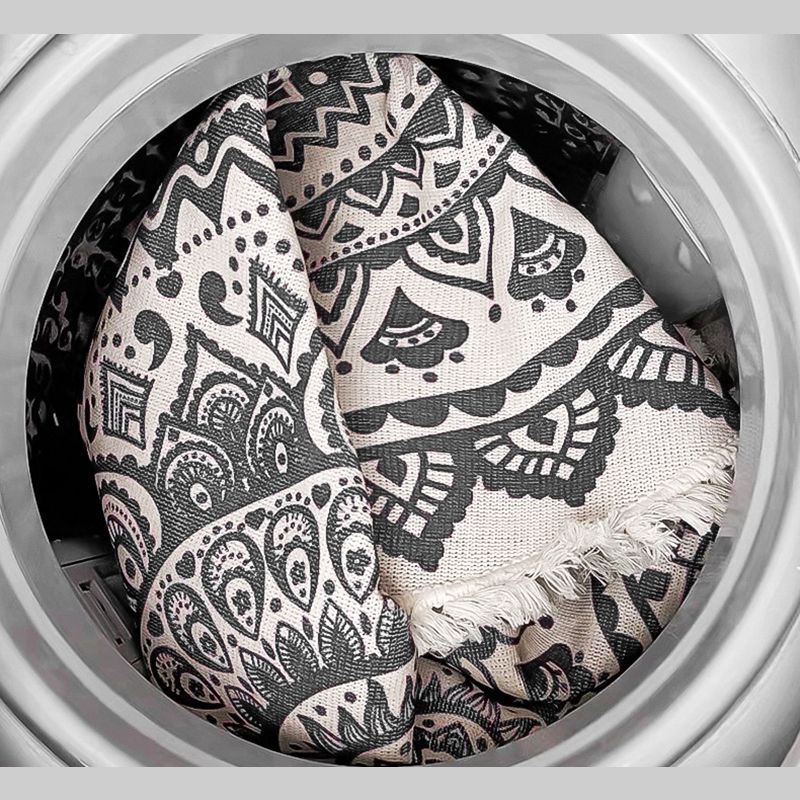 Round Boheems tapijt polyester etnische print tapijt vlek resistent binnen tapijt voor woonkamer