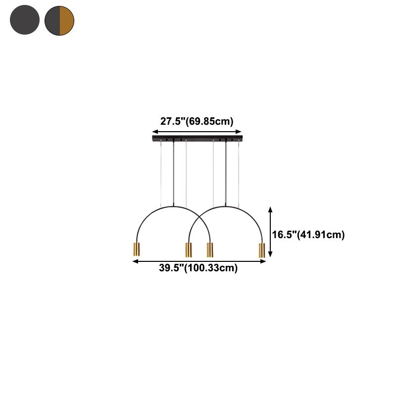 Metal Cylindrical Shade Island Pendant Modern Style Multi Light Island Lighting