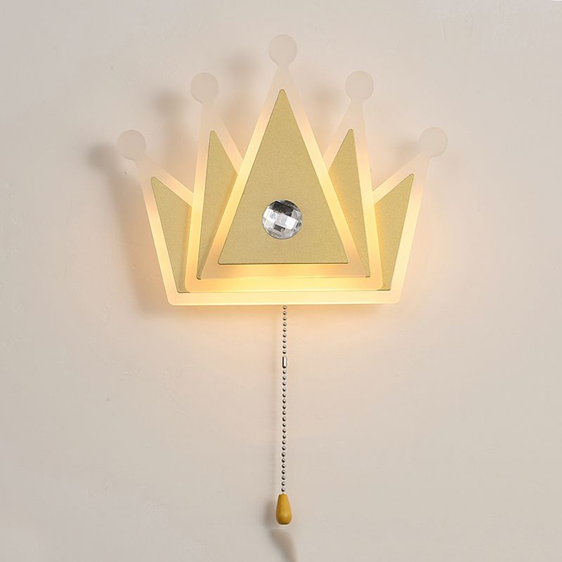 Lampade di applique a forma di corona moderna a forma di corona in metallo 1 illuminazione montata a parete