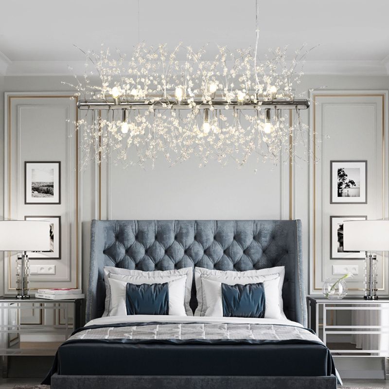 Sputnik Island Lamp Contemporary Hanging Light with Crystal for Dining Room