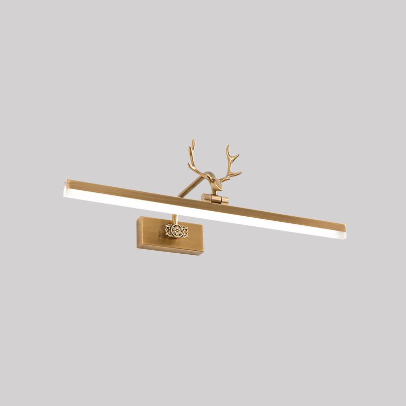 Mid-Century Vintage Style Strip Wall Mounted Vanity Lights Copper Flush Mount Wall Sconce for Bathroom
