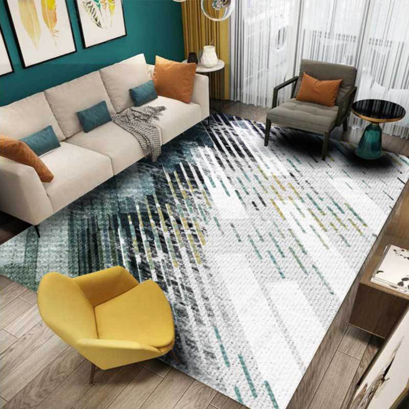 Gray Modern Carpet Polyester Constrast Color Carpet Washable Carpet for Living Room
