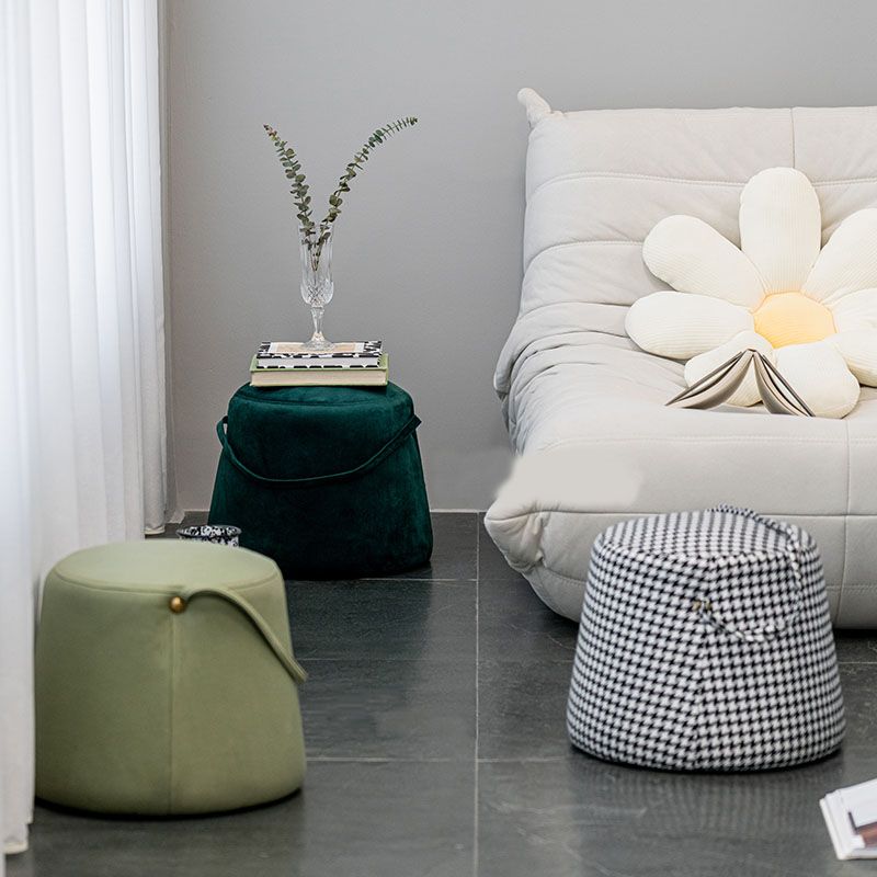 Glam Ottoman Velvet Upholstered Solid Color Tear Resistant Round Ottoman