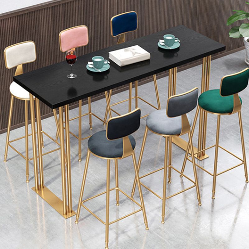 Rectangular Wood Top Table Glam Style Bistro Pub Table for Patio Use