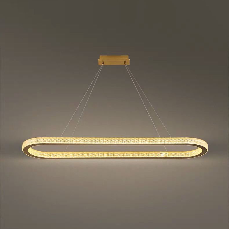 Modern Kitchen Island Lighting Oval Metal Island Light Fixture in Gold Finish