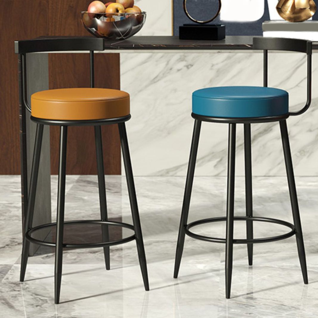 Contemporary Low Back Home Stool Matte Finish Upholstered Bar Stools