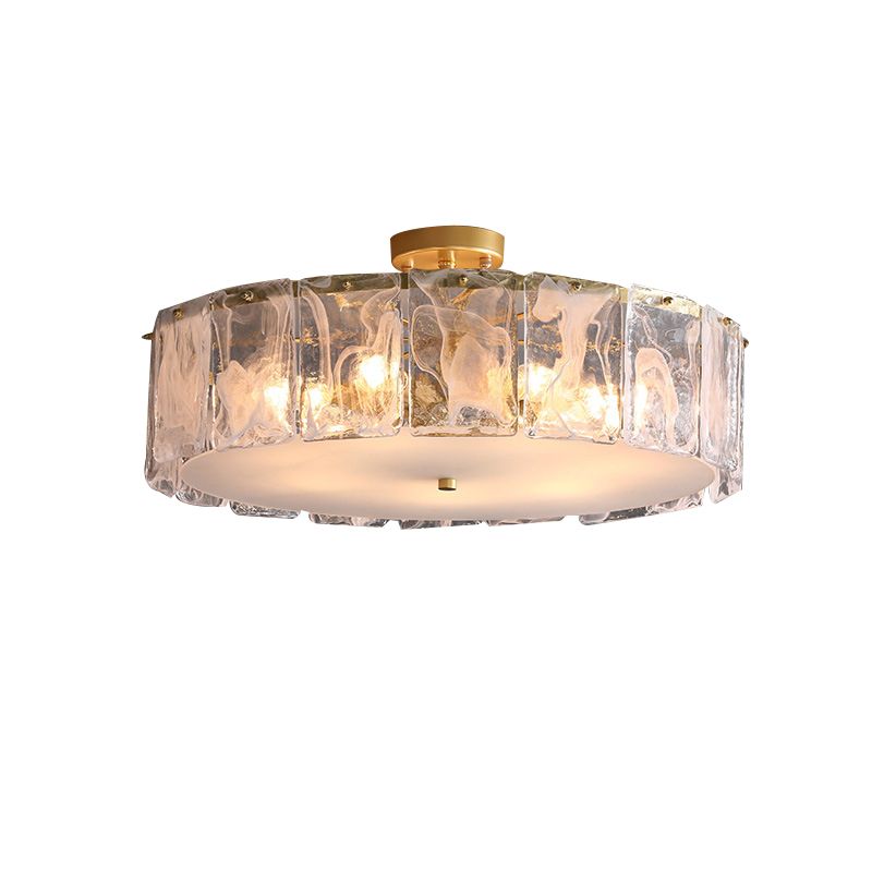 Contemporary Ceiling Lamp Simple Flush Mount Light Fixture with Glass Shade for Bedroom