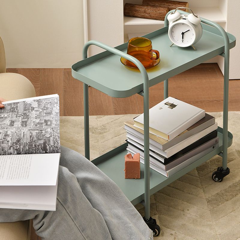 Tray Top Double Tier End Table Rectangular End Slide Table with Storage