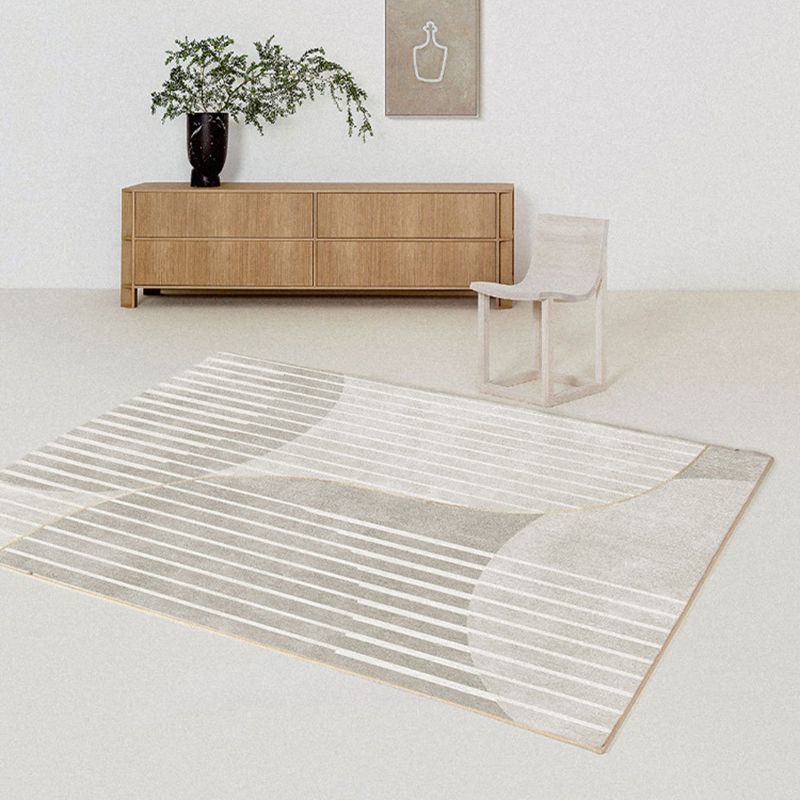 Modern Indoor Rug Stripe Print Carpet Polyester Non-Slip Backing Area Carpet for Living Room