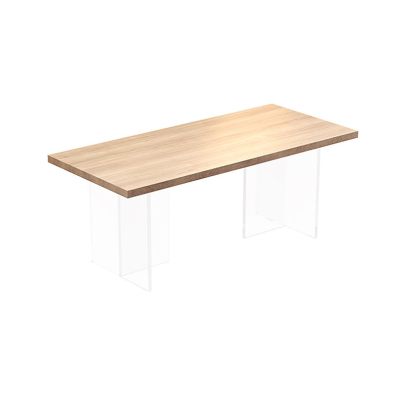 Modern Solid Wood Tabletop Dining Table for Small Space Acrylic Base