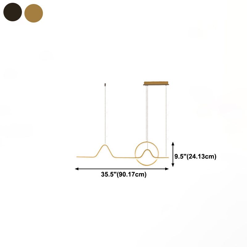 Metal Linear Shade Island Pendant Modern Style 2 Light Island Lighting for Dining Room