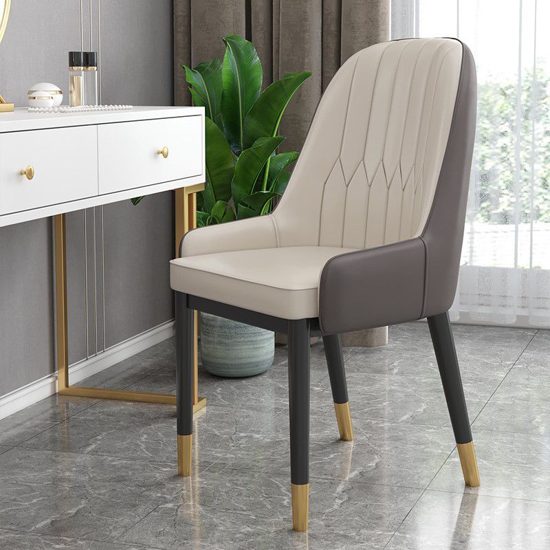 Modern Style Arm Chair Metal Solid Back Dining Chair for Kitchen