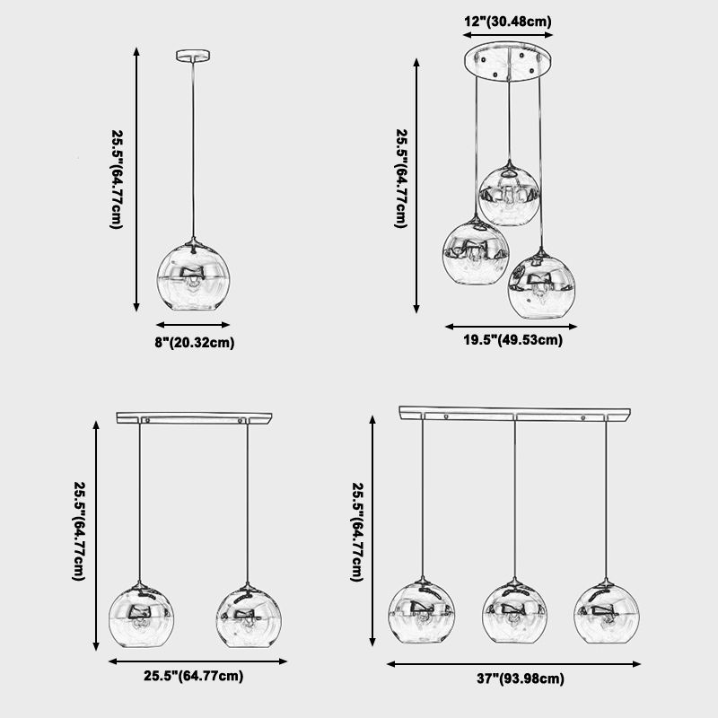 Wrought Iron Indoor Hanging Lamp in Modern Creative Style Globe Glass Pendant Light for Dining Room