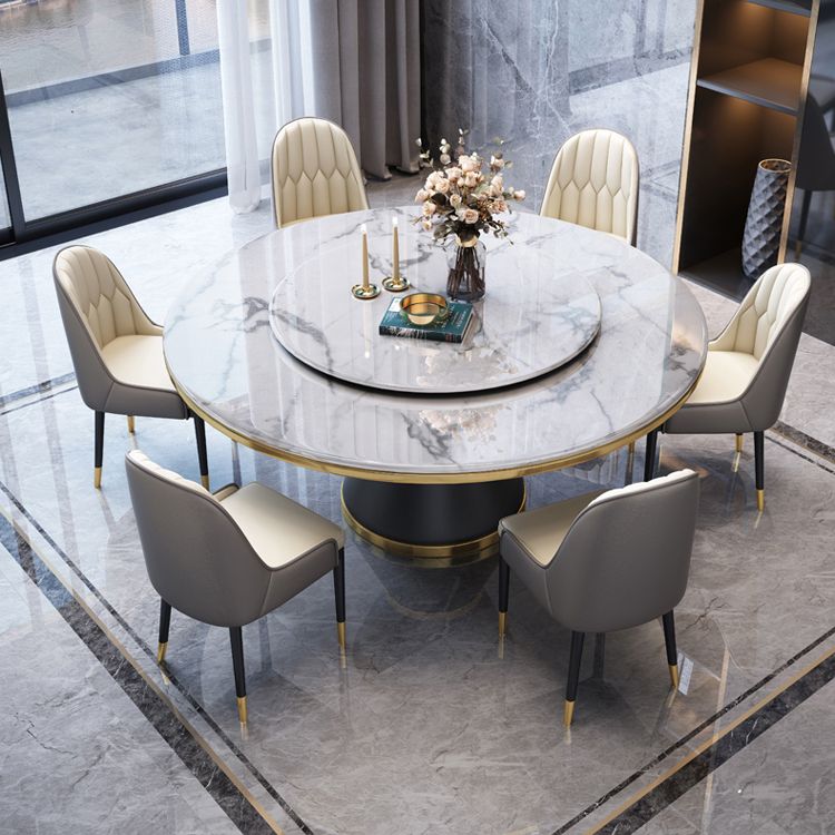 Marble Dining Table Luxury Style Single Pedestal Base Round Table for Home