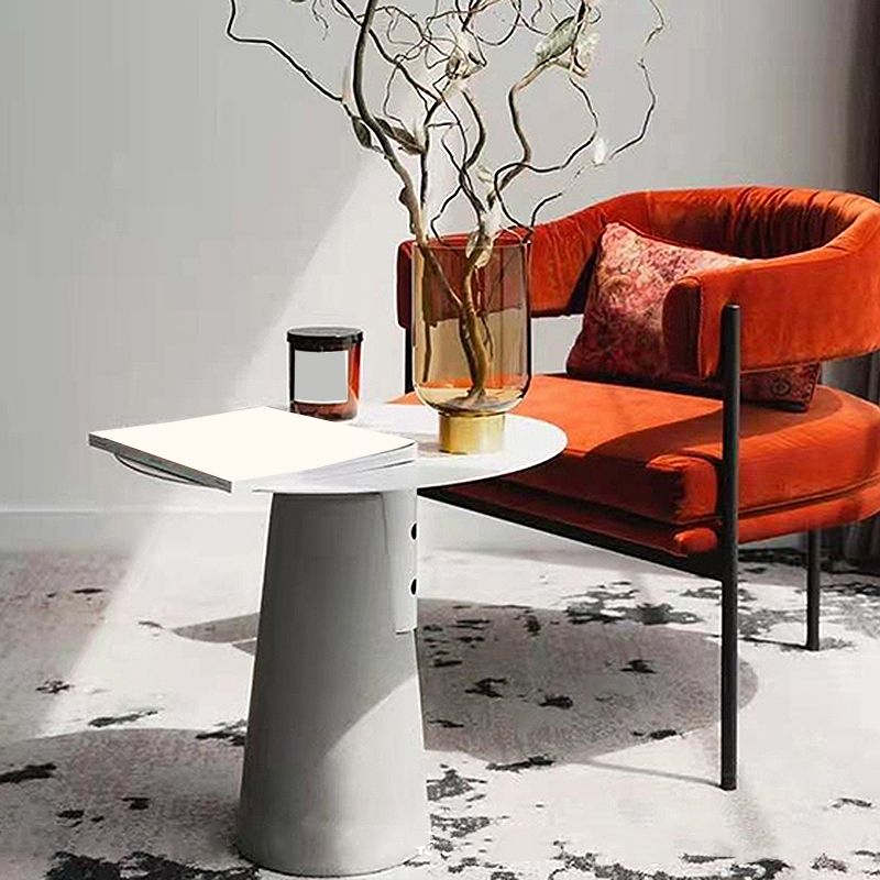 Round 1 Single Coffee Table Metal Cocktail Table with Cement Pedestal