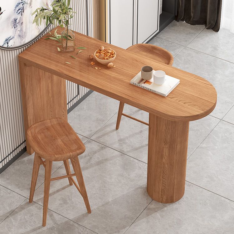 Wood Bar Dining Table Contemporary Double Pedestal Bar Table