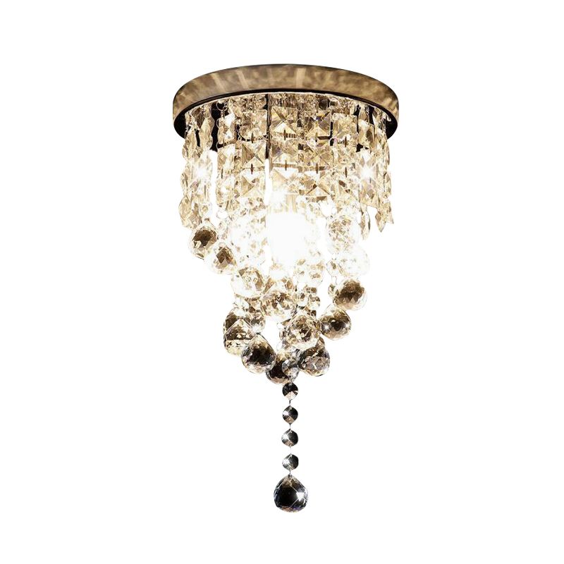 1-Light Flush Mount Light Befestigung Modernism Zylindrische Facettiert Crystal Final Close to Deckenleuchte