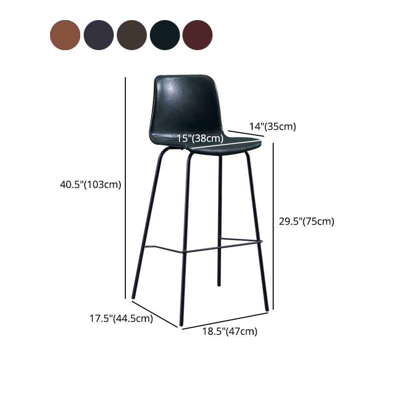 Contemporary Style Bar-stool Leather Counter Bar Stool for Kitchen Bar with Metal Legs