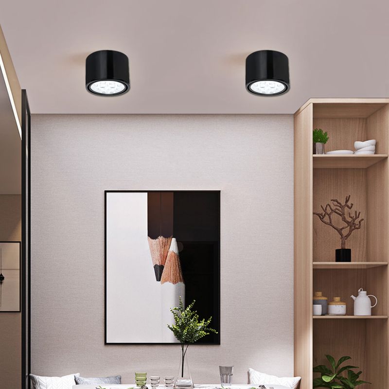 Modern Simple LED Ceiling Lamp Aluminium Cylindrical Flush Mount for Dining Room