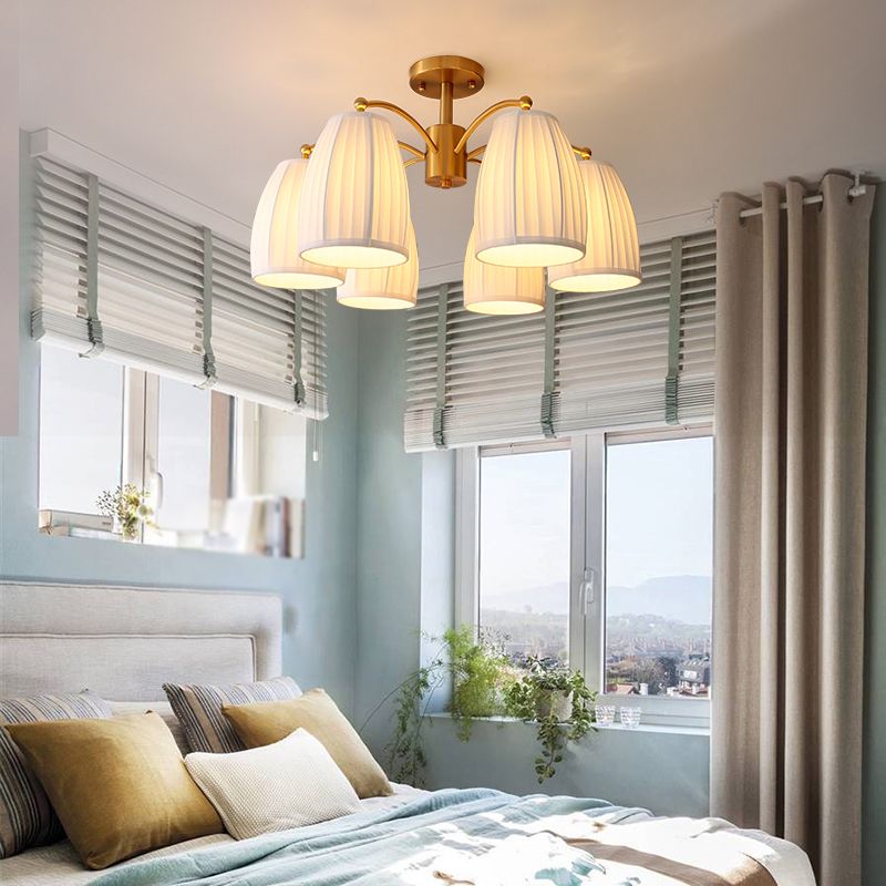 Modern Simple Ceiling Light Cylinder Shape Ceiling Lamp with Fabric Shade for Bedroom