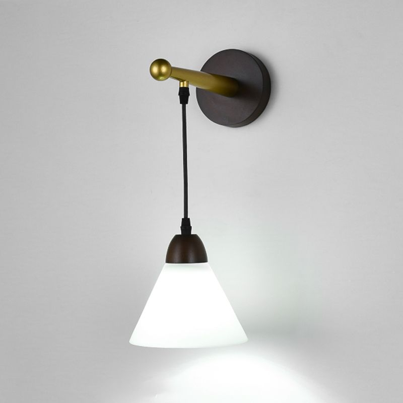 Japanese Style Wooden Wall Light Cone Shape Adjustable Wall Lamp for Living Room