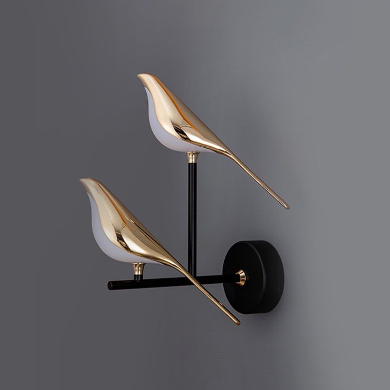 Contemporary Bird Gold Wall Light Sconces Acrylic Wall Mount Lamp for Living Room