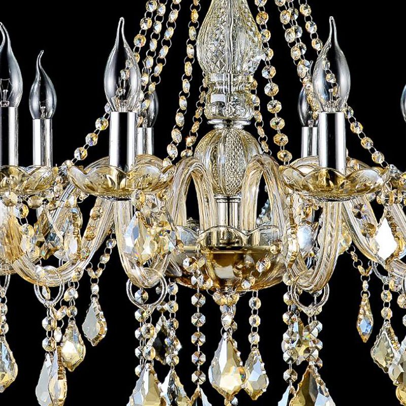 Lumières de lustre unique traditionnelles Crystal suspendues suspendues en or