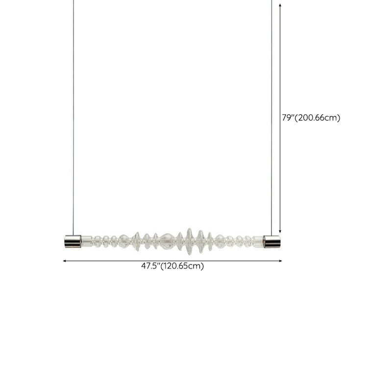 Modern LED Metal Ceiling Light Linear Shape Island Light with Glass Shade for Living Room