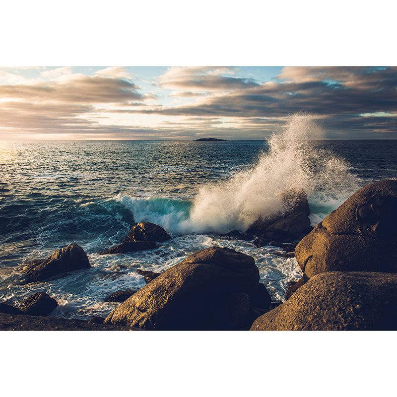 Modern Style Wall Mural Wallpaper Sea Wave Sitting Room Wall Mural