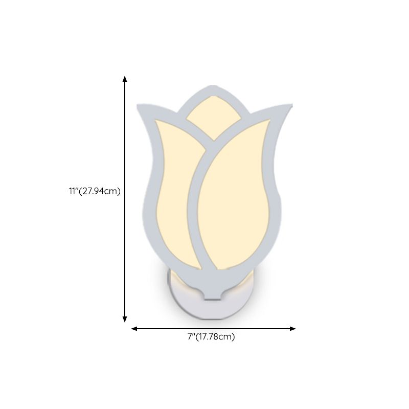 Flower Shape Wall Lamp Modern Style Acrylic 1 Light Sconce in White