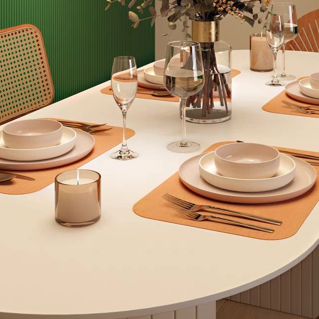 Mesa de comedor ovalada de doble pedestal de mesa de madera simple de madera maciza