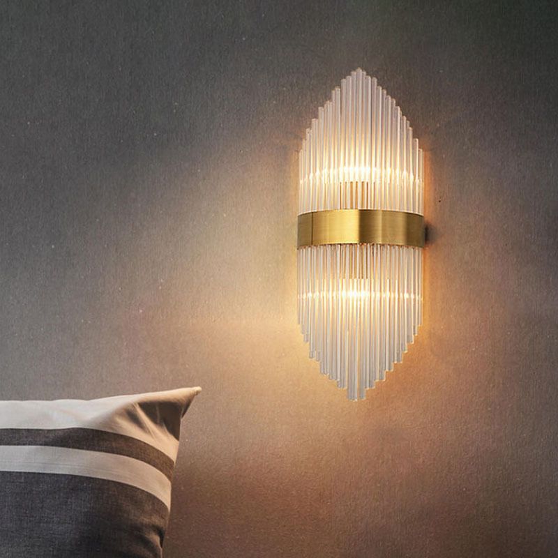Geometrischer Schatten 2-Lights Wandleuchten Moderner Kristallwandmontageleuchte in Gold