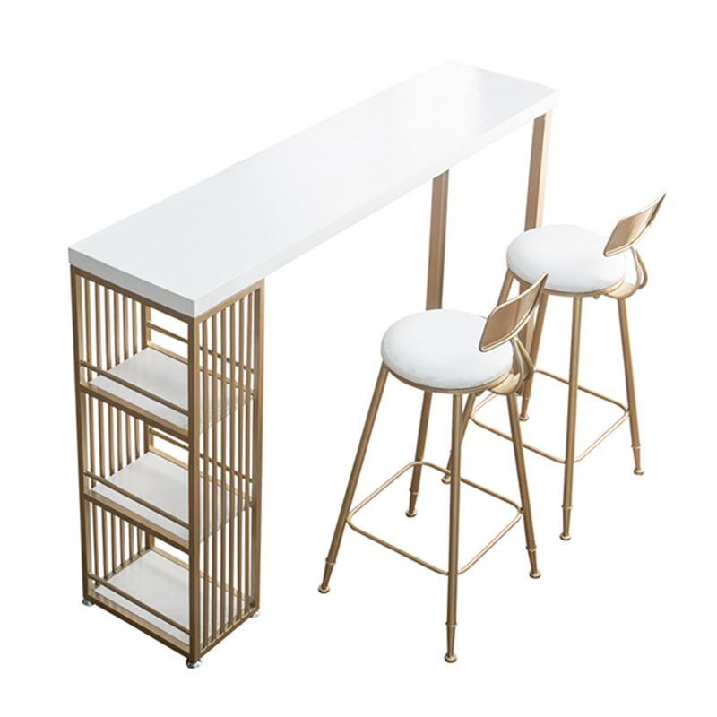 Glam Style Rectangle Bar Table Solid Wood Bar Dining Table with Storage