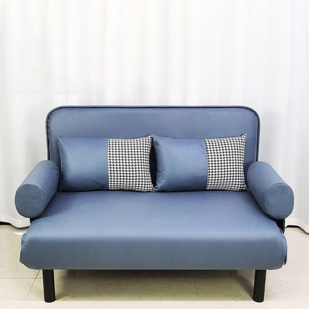 Modern Faux Leather Sofa 28.34" D x 32.28" H Recessed Arm Sofa