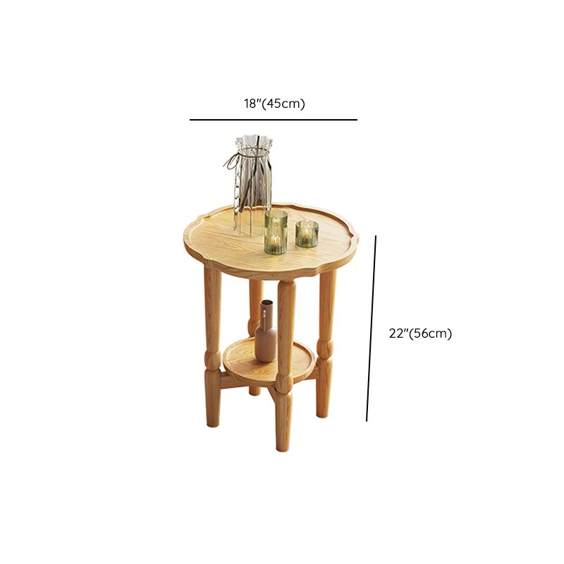 4 Legs Coffee Table No Distressing Solid Wood Coffee Table Set with Shelf