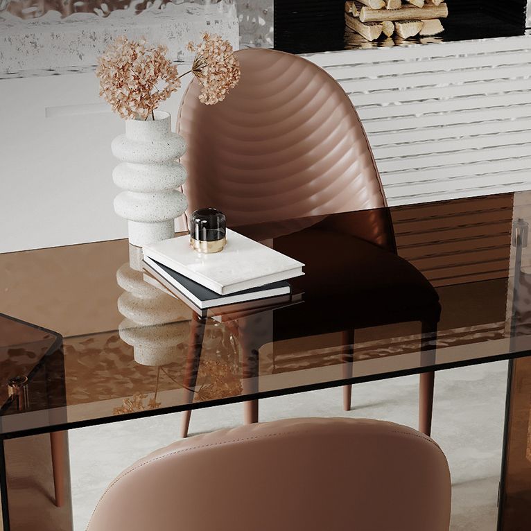Free Form Tempered Glass Table for Restaurant Modern Table with Double Pedestal