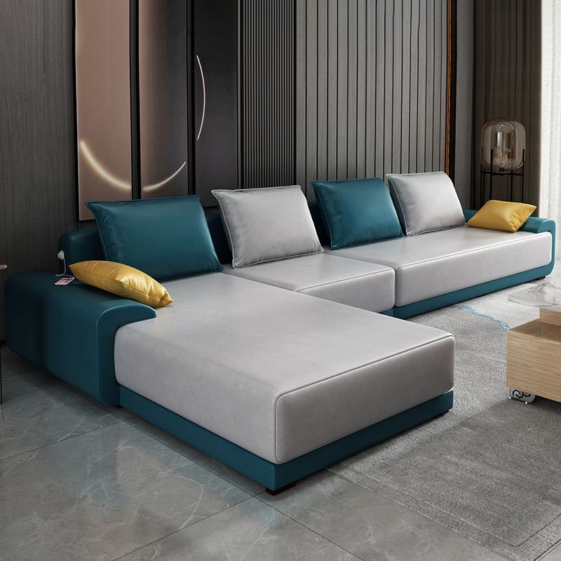 Modern Removable Cushions Slipcovered Sofa with Reversible Chaise