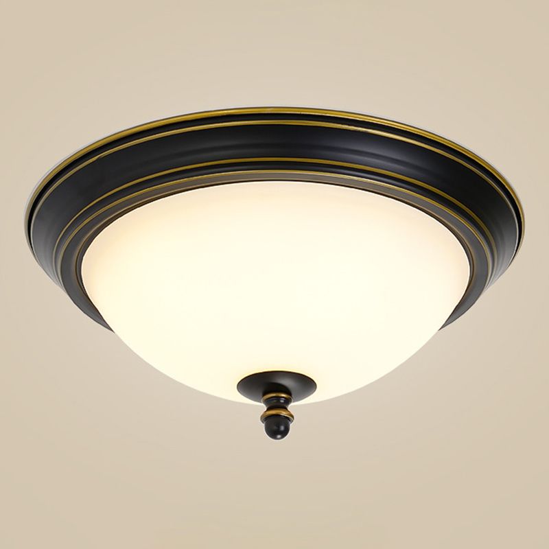 Dôme en verre Opal Dôme Forfait Flush Fixture Vintage Salle d'étude LED Ceiling Mount Lamp