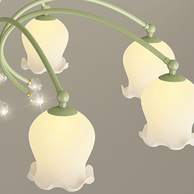 Modern Metal Flush Mount Flower Shape Ceiling Lamp with Acrylic Shade for Living Room