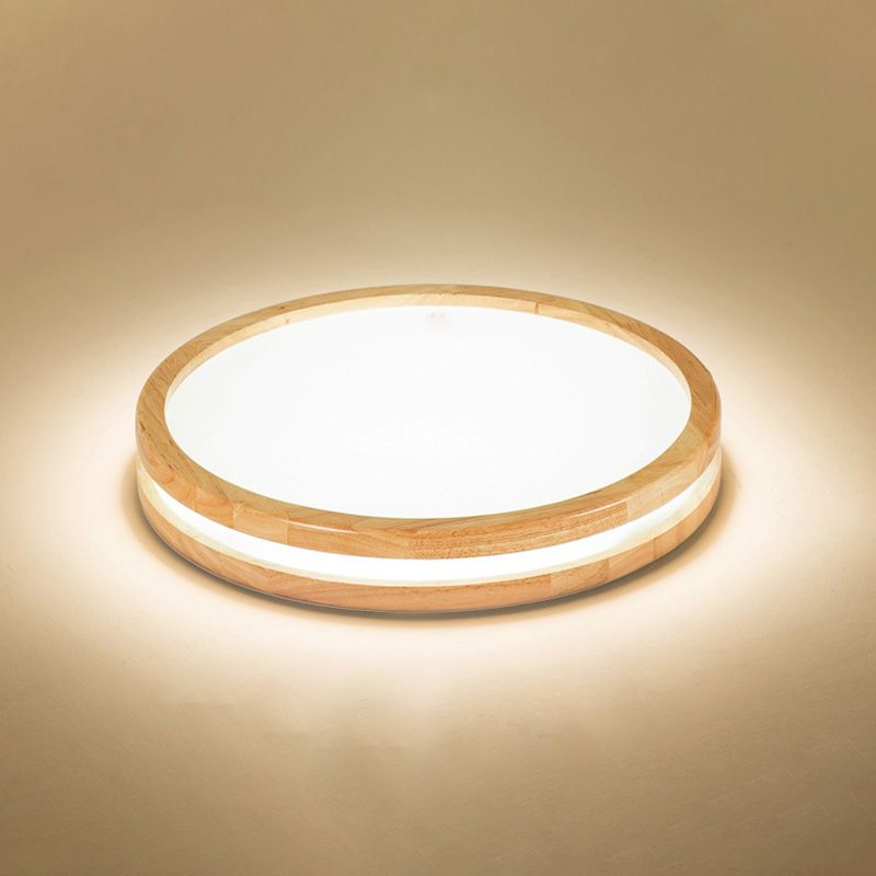 Kreisförmige Holz-Unterputzleuchte im modernen Stil mit 1 Licht, Deckenleuchte für Schlafzimmer