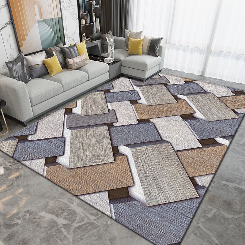 Grey Modern Rug Polyester Circle Rug Washable Rug for Drawing Room