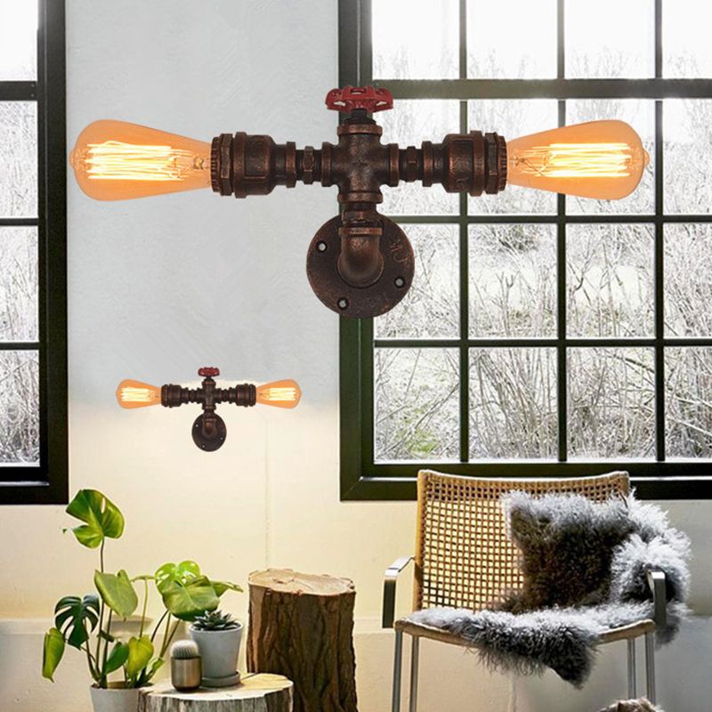 Industrielle Wasserrohrleitungswand montierte licht schmiedeeiseisernde Wandleuchte für Bar