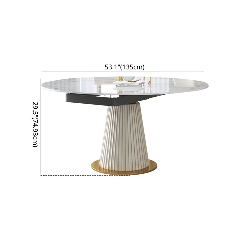 Modern Sintered Stone Dining Room Set with Round Top and Pedestal Base Dining Furniture