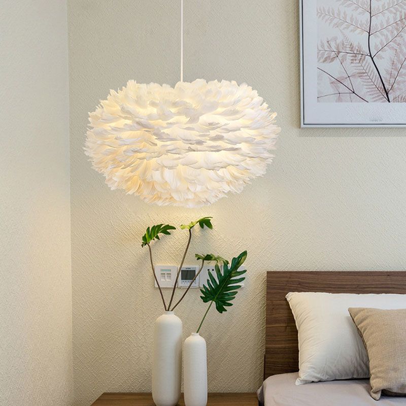 Multi-Kopf-Kronleuchterleuchten moderner Kronleuchter-Anhängerlampe mit weißem Federschatten