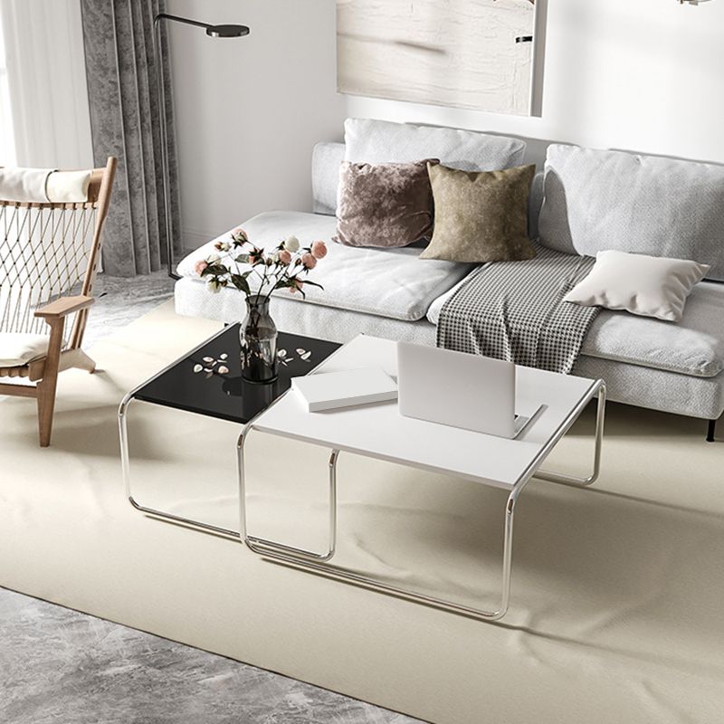 Square Steel Sled Coffee Table Modern 2 Nesting Cocktail Table